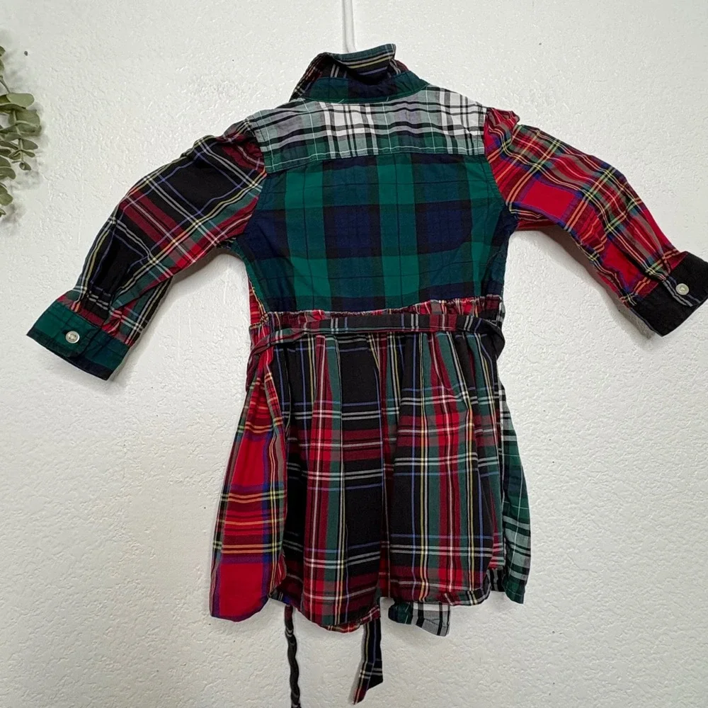 Ralph Lauren Baby Girls Patchwork Plaid Button Front Shirtdress Multi Color 9M